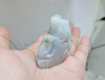 【親翠】天然翡翠 手工雕刻 親嘴鳥一家種水小擺件 紙鎮 畢業禮物