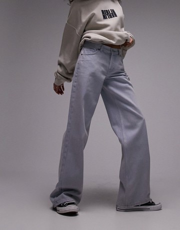 Topshop low rise wide leg jeans in ice blue