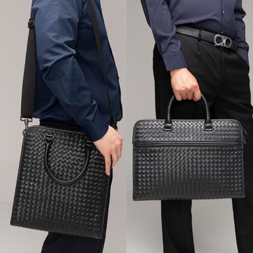 x&bv真皮男包手提包休閑單肩斜挎包編織電腦包商務男士公文包拎包