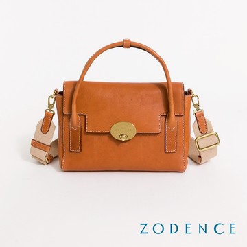 ZODENCE MONA義大利植鞣革手提斜背包-中 經典駝