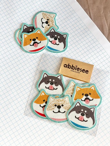 柴犬三兄弟貼紙_六張入///布貼紙  abbiesee貼紙簿