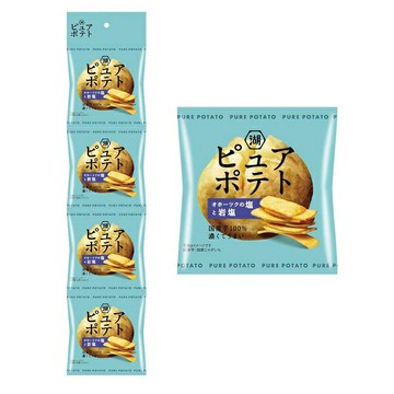 【江戶物語】(日本境內版) 湖池屋 PURE洋芋片 4連包 心地厚切薯片 岩鹽味 鄂霍次克海鹽  厚切洋芋片 日本進口