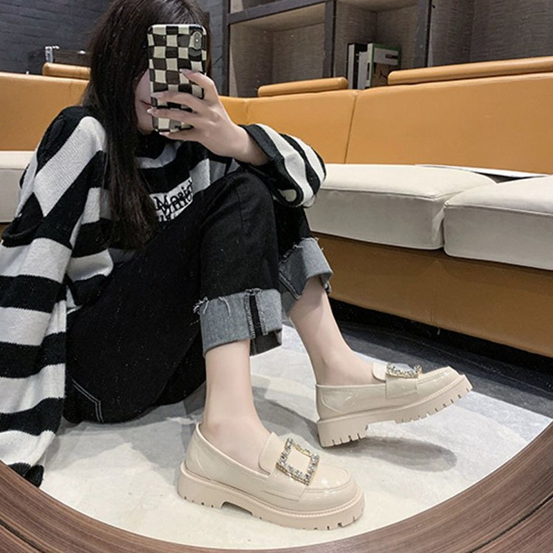 厚底ローファー レディース 靴 ビジューバックル カジュアルシューズ おしゃれ 通販 Lineポイント最大0 5 Get Lineショッピング