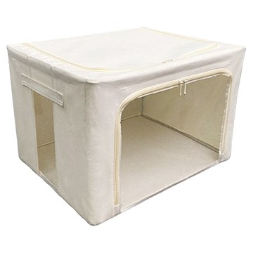 多功能可摺疊收納箱  22L  日式棉麻白  1個