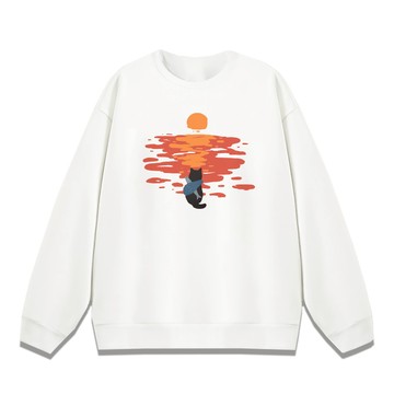 JZ TEE 日落黑貓 重磅刷毛大學T