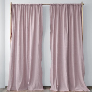 塵土飛揚的粉紅色常規和遮光麻窗簾 / 定制窗簾 / 2 個面板