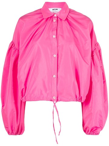 MSGM - puff-sleeve satin blouse - women - Polyester - 42 - Pink