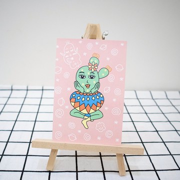 冥想中的女孩 明信片