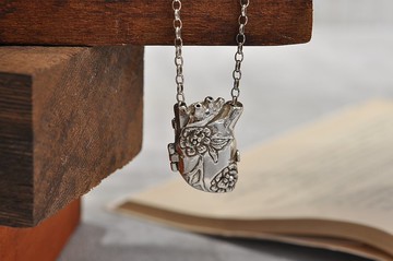 二毛銀【大器系列─牡丹花心臟開合-項鍊】銀