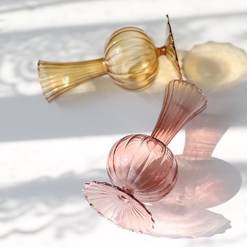 復古玻璃花瓶花器透明棕黃北歐ins風簡約桌擺藝術花插裝飾水培