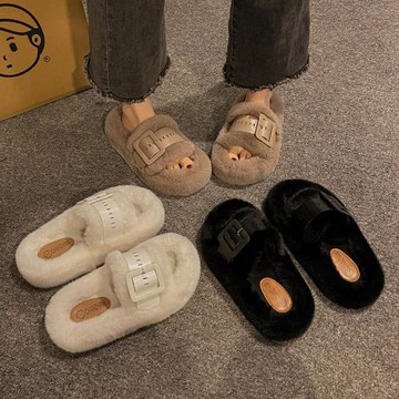 松糕厚底韓版毛毛拖鞋女秋冬季新款百搭外穿休閑辦公室室內棉拖鞋