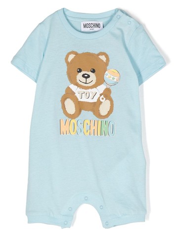 Moschino Kids - Teddy Bear-print cotton romper - kids - Cotton - 6-9 - Blue
