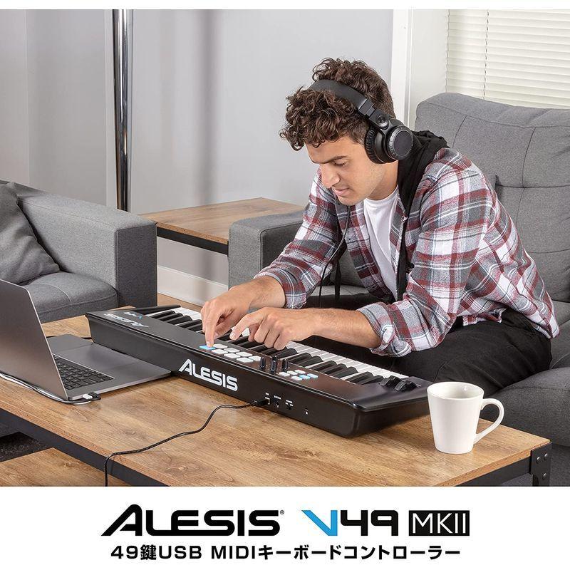 Alesis USB MIDIキーボードコントローラー 49鍵ベロシティ対応FULL LEVELモード対応の8 つのドラムパッド、アルペジエ