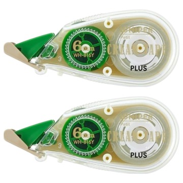 PLUS 普樂士 手帳修正帶WH-816Y  四種膠帶寬度可選  超緊湊機身方便攜帶  6.0mm寬 長度6M  2個