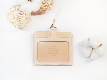 向上走手工皮革證件套 識別證 悠遊卡套 橫式 附頸揹帶