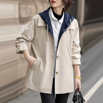 ＊ORead＊韓版連帽短風衣外套(杏色S~4XL)