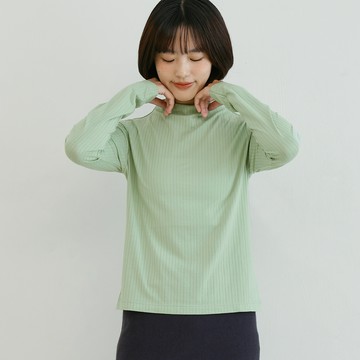 a la sha 直條紋理微高領親膚上衣