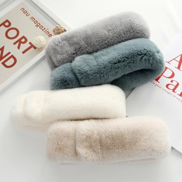 天鵝絨整皮獺兔毛圍巾男女冬季韓版皮草圍脖吸扣雙面真毛保暖加厚