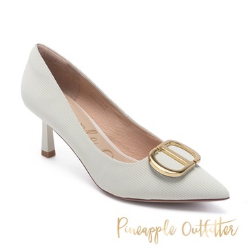 Pineapple-Outfitter-GESINE-真皮壓紋尖頭中跟鞋-白色