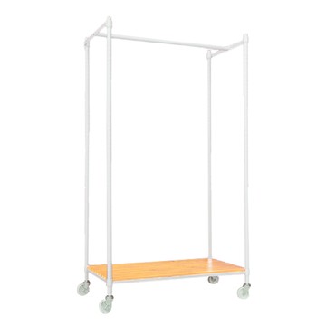 【dayneeds】松木 90x45x150公分 單桿烤白原木板附輪衣架