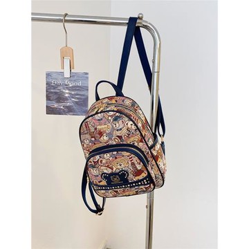 2026新款雙肩包女包百搭帆布包卡通休閑學生書包原創設計小熊背包