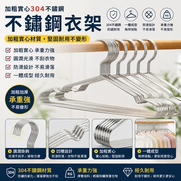 🇹🇼加粗實心不銹鋼衣架 不鏽鋼曬衣架 衣架 白鐵衣架 掛衣架 防滑衣架 曬衣架