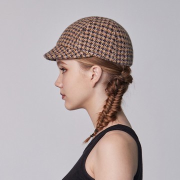 Elizabeth by Crystal Lee - Millie 棕色格紋花呢棒球帽