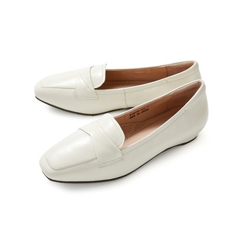 (限時⬊3折)Sabon素面通勤方頭羊皮楔型跟鞋 米色 (10316018)