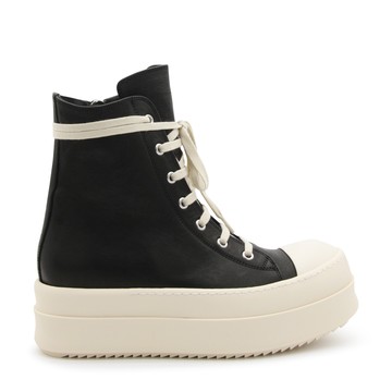 Rick Owens - Milk And Black Leather Lace Up Flatform Sneakers