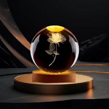 【All Splendid】玫瑰花 發光水晶球 小夜燈雕刻燈 造型燈 床頭燈 小夜燈 生日禮物 交換禮物