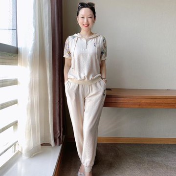 中老年媽媽裝夏季運動服短袖套裝母親節衣服時尚洋氣休閑兩件套女