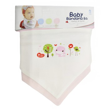 KU.KU Duckbill 酷咕鴨 雙面三角領巾 2入  亮亮森林 白色 + 粉色  38 x 20cm