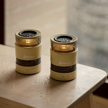 日本 LED W Speaker 戶外無線藍牙氛圍燈音響2入組 鎌倉灰