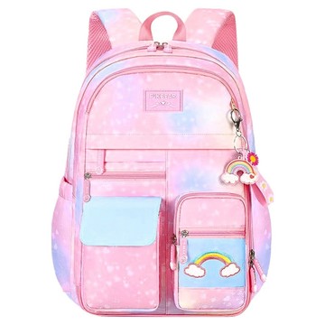 馬卡龍星空減壓護脊兒童書包 S型舒適肩帶 側開門多功能口袋設計  29 x 16 x 41cm  粉色