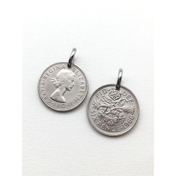 英國6便士luckycoin錢幣吊墜復古硬幣項鏈鑰匙掛件配飾品小眾幸運