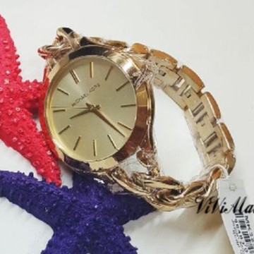 『Marc Jacobs旗艦店』美國代購 Michael Kors  時尚金簡約編織手鏈錶帶時尚女錶｜MK3222｜100%全新正品｜