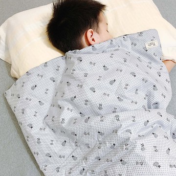 UMORFIL膠原蛋白狐狸緹花珊瑚絨童被/嬰兒被/蓋毯72X120CM-點點灰