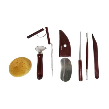 蒙瑪特陶泥工具10支套組 木材製成 用於陶藝製作雕刻切割修飾  1組