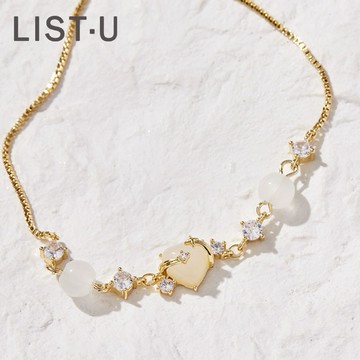 [快速出貨]【List.U】心中的日月｜縮口鍊．手鍊 - 金色(享免費包裝)