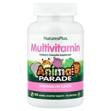 NaturesPlus, Animal Parade®，兒童多維生素咀嚼片，西瓜味，180 片動物狀片劑