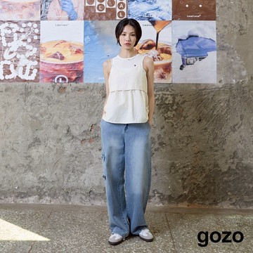 【gozo】口袋工裝天絲牛仔褲(淺藍/藍色_M/L) | 女裝 修身 休閒 天絲