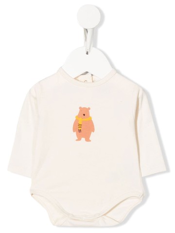 Knot - Bear graphic-print body - kids - Organic Cotton/Spandex/Elastane - 12 mth - Neutrals