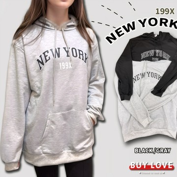 【買到戀愛】隔日到貨 薄款New York字母帽T 多色 帽T T恤 長袖上衣 顯瘦上衣 女裝 女上衣【FB8307】