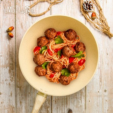 【LMG】香草系列日式不沾炒鍋-30CM(無蓋) 贈玉子燒鏟+料理夾(顏色隨機)