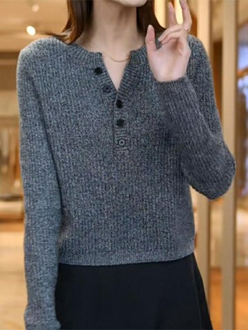 2025年春秋新款洋氣毛衣顯瘦女裝時尚休閑百搭小個子針織衫上衣鑫弘-素時衣櫥