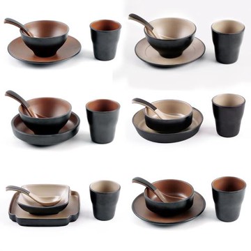 密胺火鍋四件套復古仿瓷塑料擺臺餐具套裝商用飯店餐廳杯勺碗骨碟