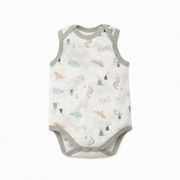 BabyCity 天絲無袖活肩連身衣/恐龍大冒險｜萊賽爾 新生兒 包屁衣 寶寶衣 內著