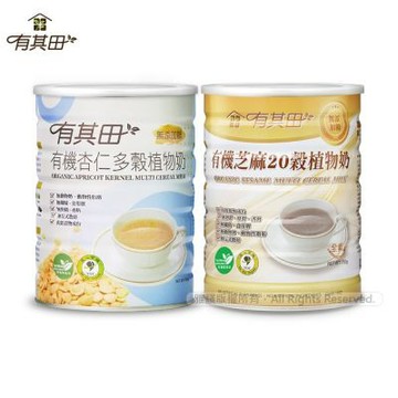 【有其田】有機多穀植物奶-杏仁X1罐+芝麻X1罐