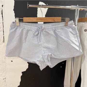 bm辣妹熱褲高腰休閑褲女彈力寬松條紋短褲春夏季顯瘦外穿褲子