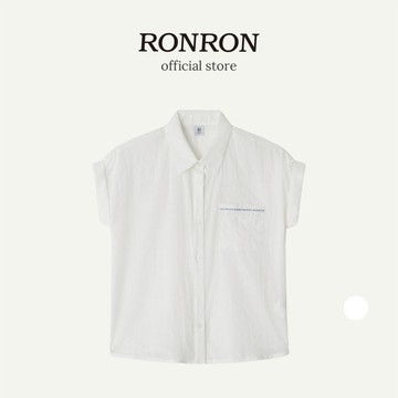[RONRON] FLORAL TRIM POINT EYELET ROLL UP襯衫 / 白色 韓國官方直送